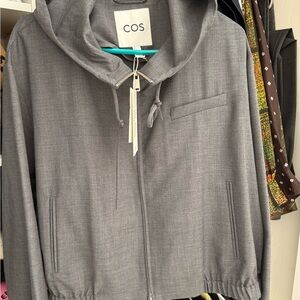 COS wool Hooded Jacket in Grey SZ 10 NWT